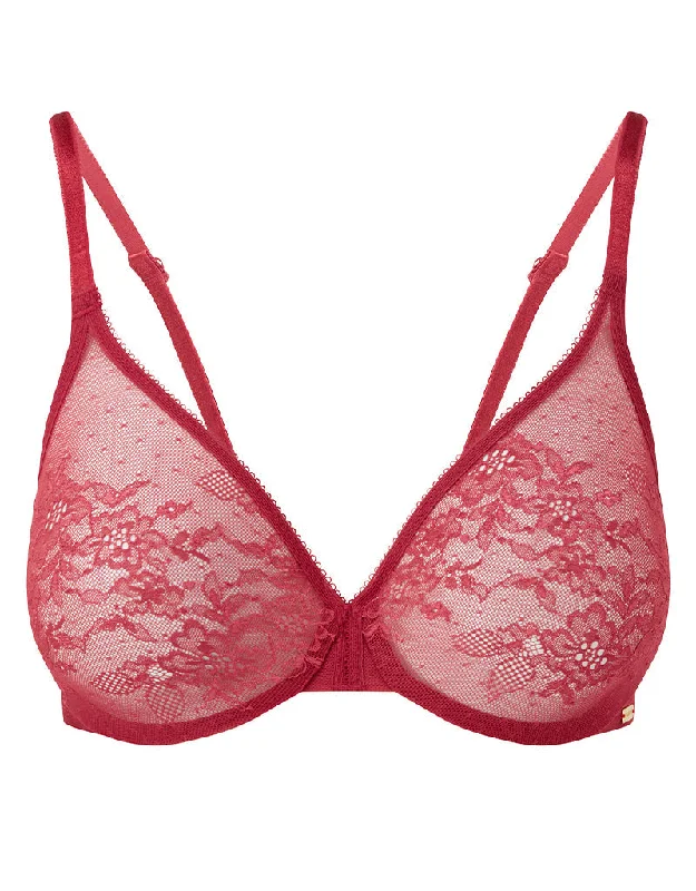 Gossard Glossies Lace Sheer Bra Raspberry