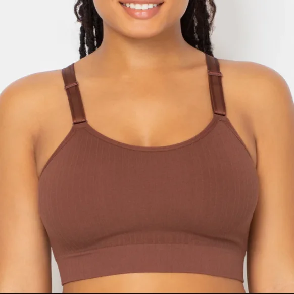 SMOOTH COMFORT WIRELESS LONGLINE BRA CHOCOLATE