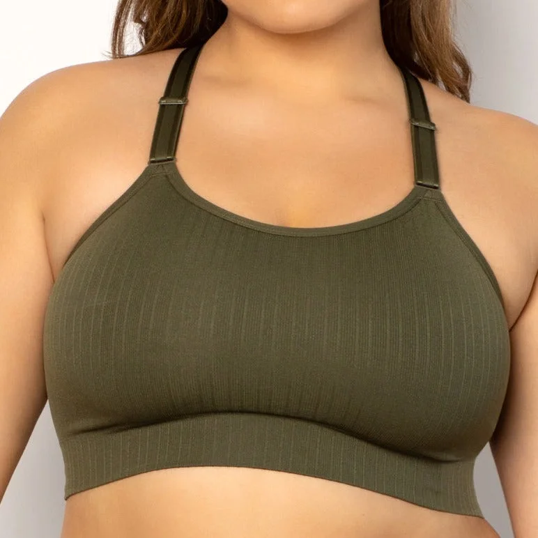 SMOOTH COMFORT WIRELESS LONGLINE BRA OLIVE